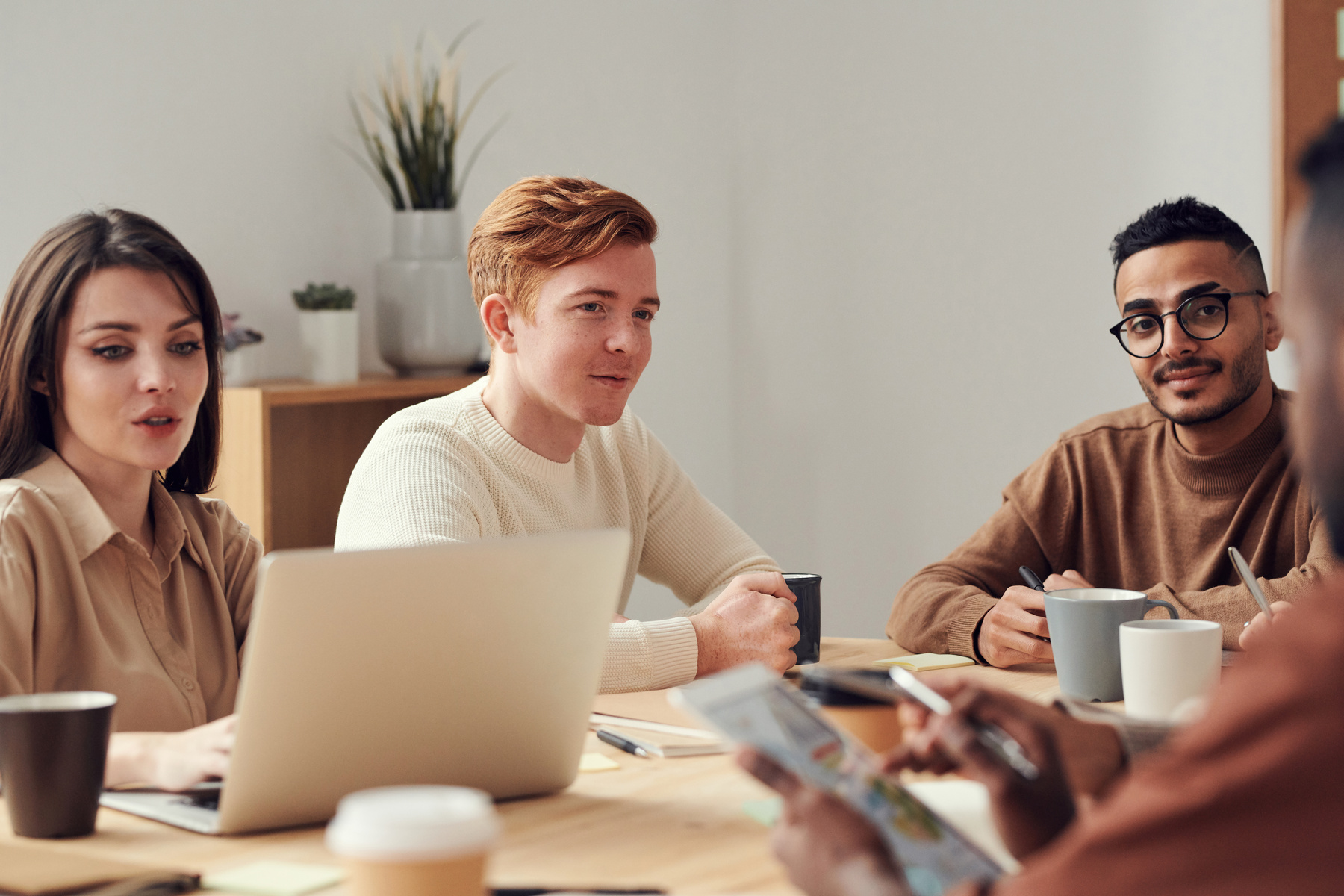 Diverse group of people collaborating in the office